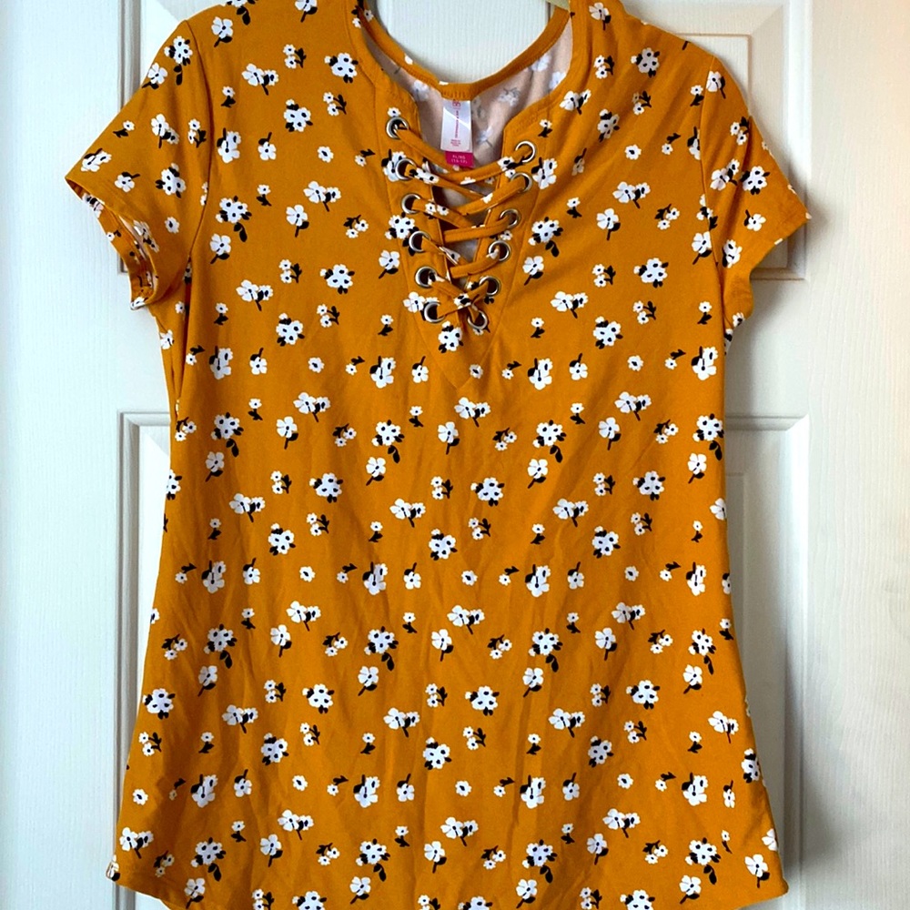 NoBo™️- mustard, floral print T-shirt